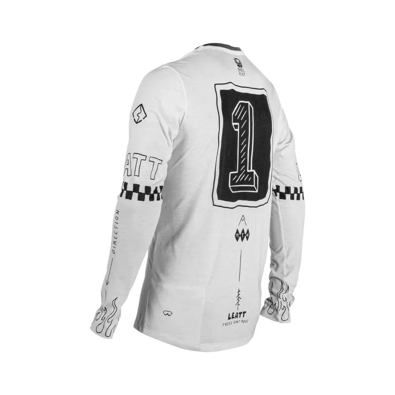 Leatt Gravity 3.0 Long Sleeve MTB Jersey in Cream White-1
