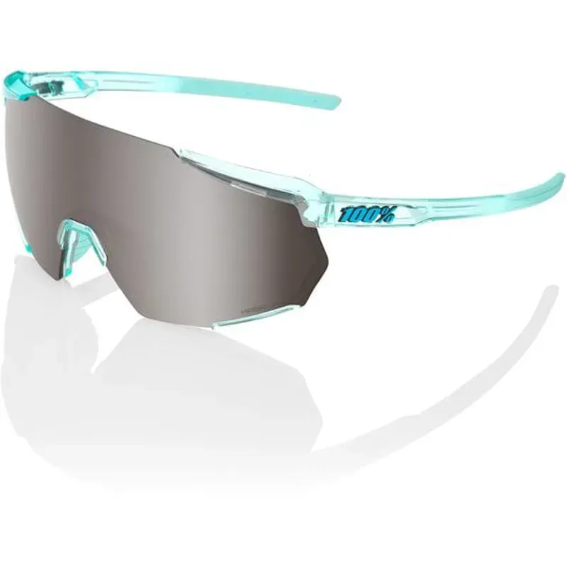 100% Racetrap 3.0 HiPER MIrror Silver Lens in Translucent Mint