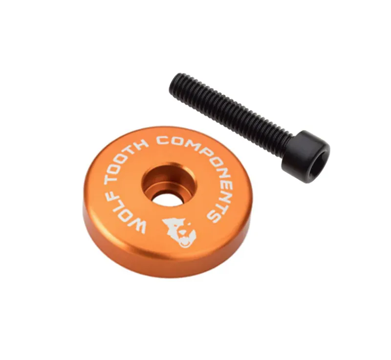 Wolf Tooth Ultralight Stem Cap with 5mm Integrated Spacer in Orange