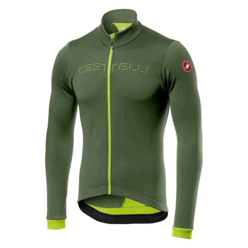 Castelli Fondo Jersey FZ Military Green/Yellow Fluo 