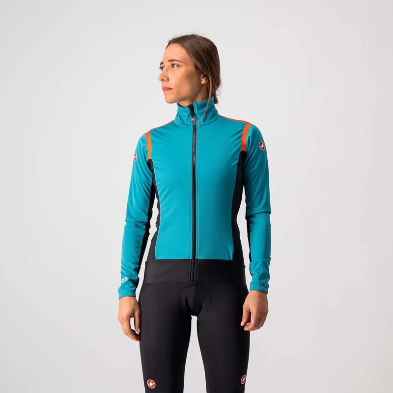 Castelli Alpha RoS 2 Light Women's Jacket Teal Blue/Black Fiery Red