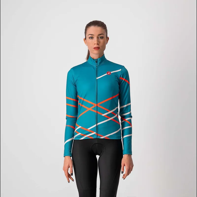 Castelli Diagonal Women's Jersey Teal BlueBrilliant PinkSoft Pink
