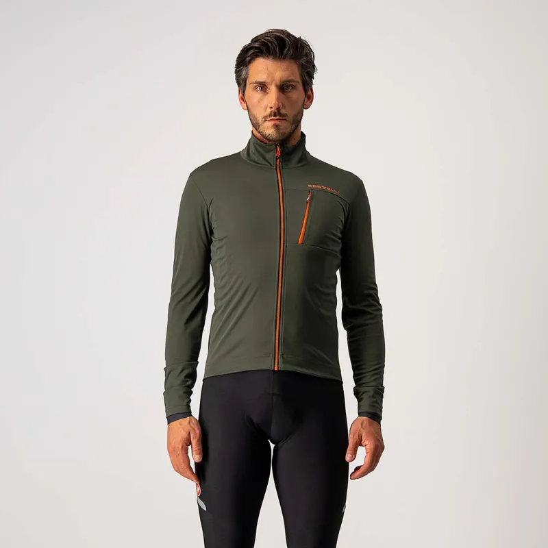Castelli Go Jacket Military Green Fiery Red