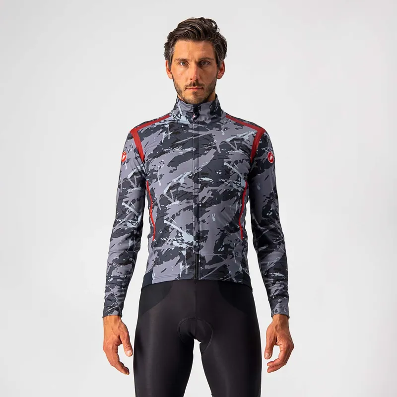Castelli Perfetto RoS Long Sleeve Jacket Printed Gray BluePro Red