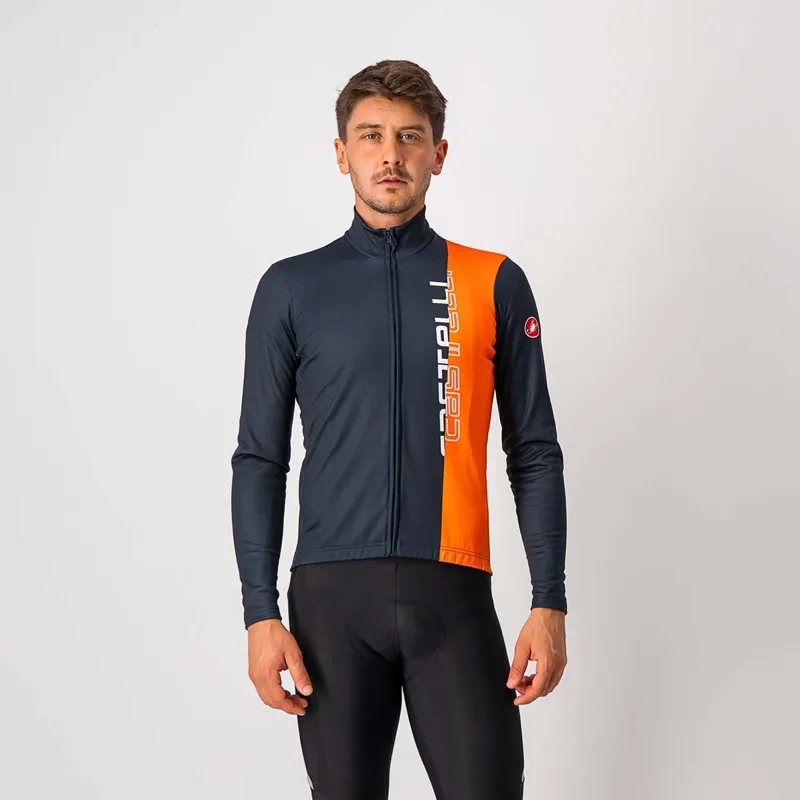 Castelli Traguardo Jersey Savile Blue Brilliant Orange