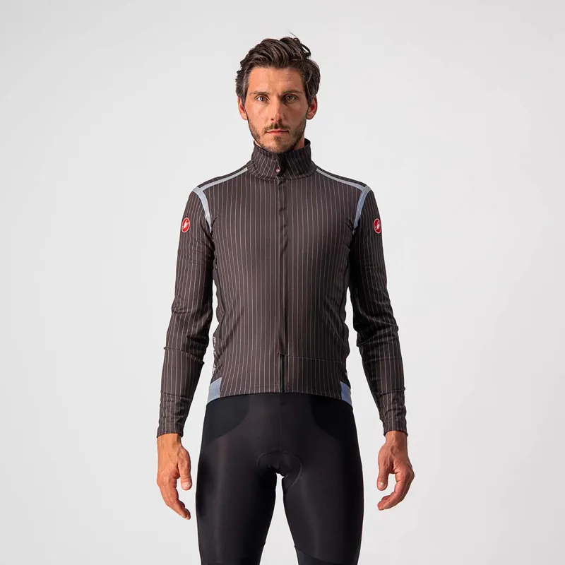 Castelli Perfetto RoS Long Sleeve Jacket Limited Edition Prints Charcoal Pinstripe