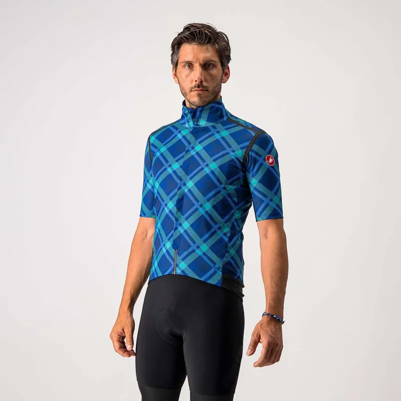 Castelli Gabba RoS Short Sleeve Jersey - Limited Edition Prints / Blue Blue/Malachite Green Plaid