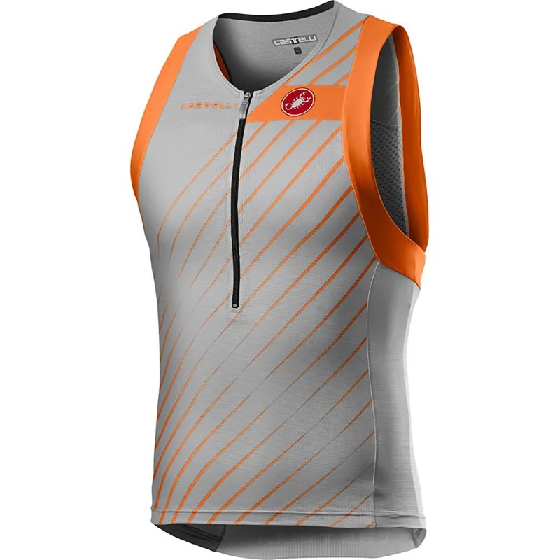 Castelli Free Mens Tri Top Grey Brilliant Orange
