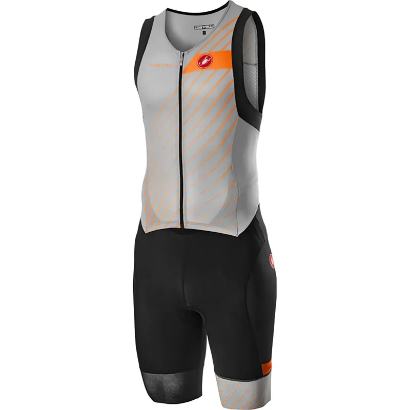 Castelli Free Sanremo Sleeveless Mens Suit Grey Brilliant Orange 