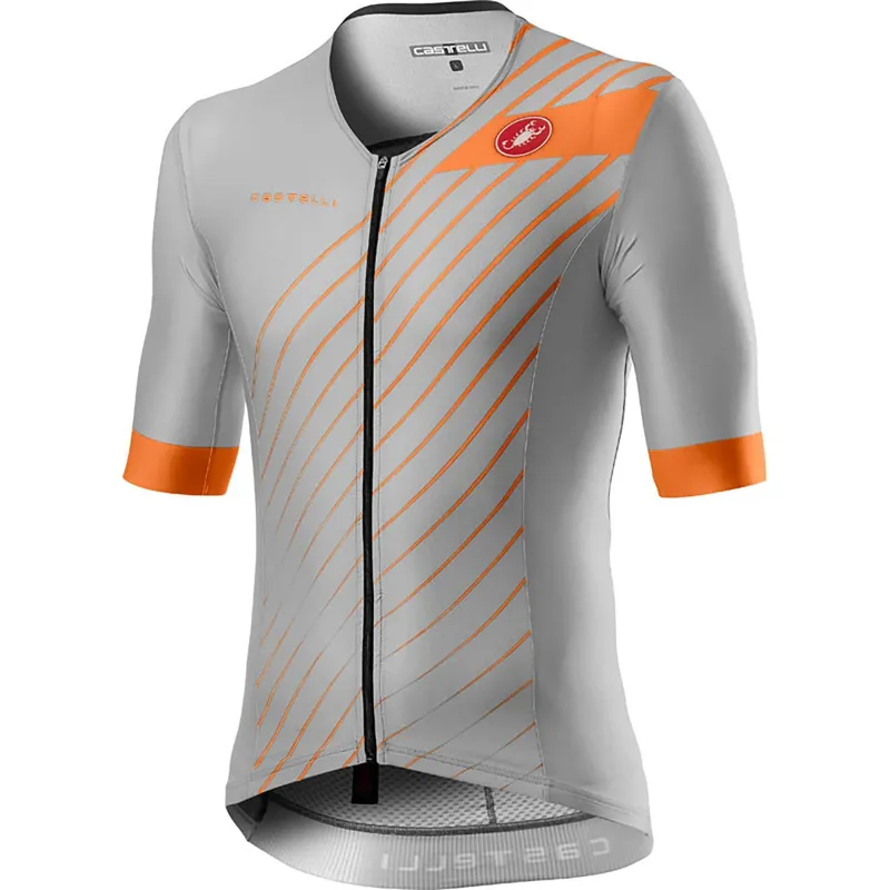 Castelli Free Speed 2 Mens Race Top Grey Brilliant Orange