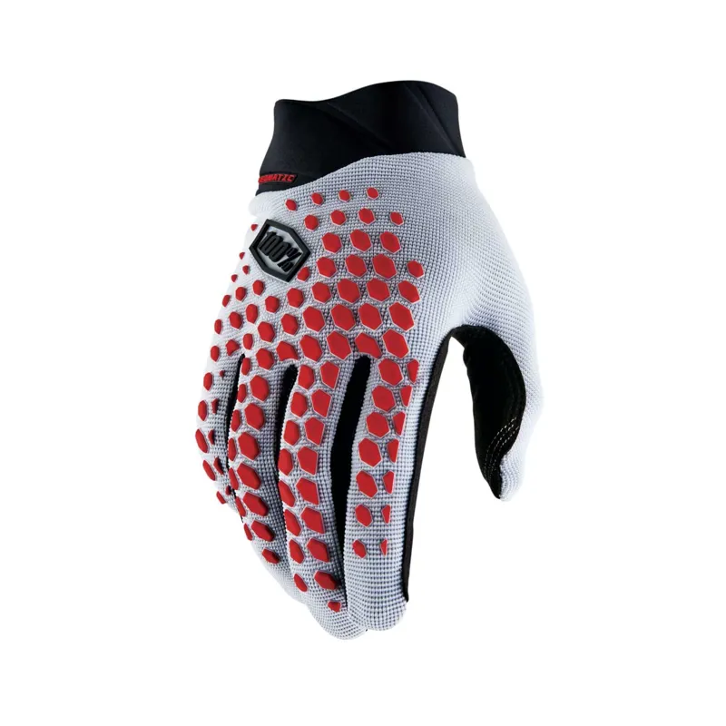 100% Geomatic Gloves in Grey Racer Red