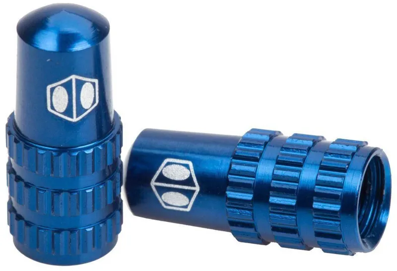 Box Cone Presta Valve Cap Pair in Blue