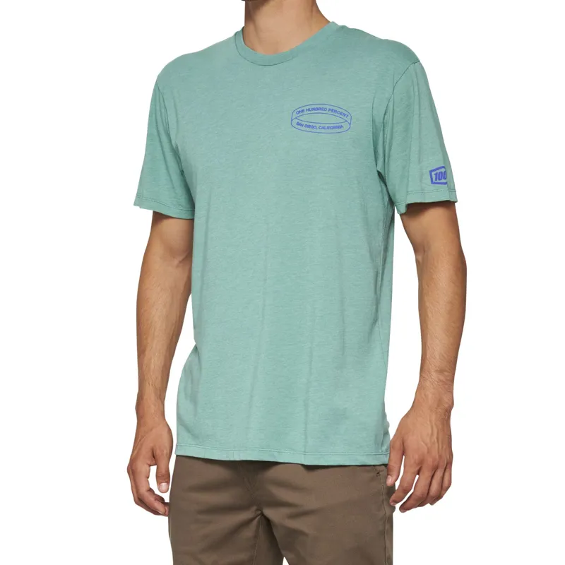 100% Infinitee Short Sleeve T-Shirt in Ocean Blue Heather