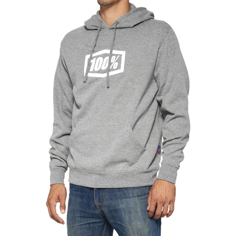 100% Icon Pullover Hoodie in Heather Grey