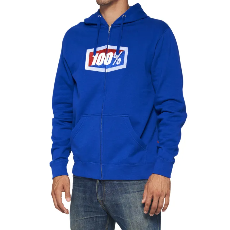 100% OFFICIAL Zip Hoodie in Royal
