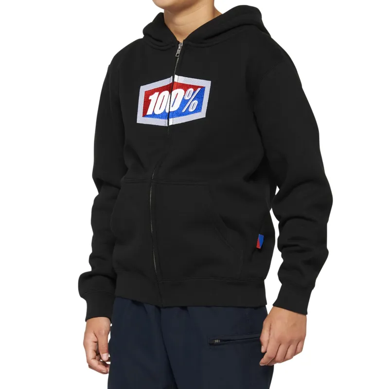 100% OFFICIAL Youth Zip Hoodie in Black