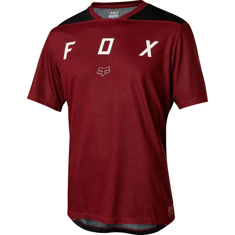 Fox Indicator Mash Camo Short Sleeve MTB Jersey Dark Red