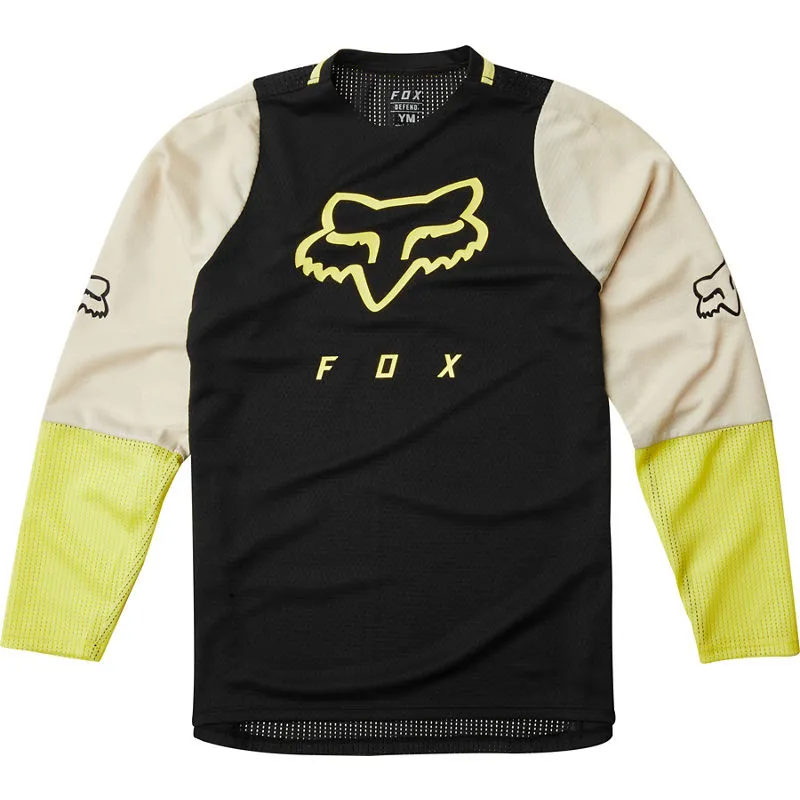 Fox Youth Defend Long Sleeve Jersey Black