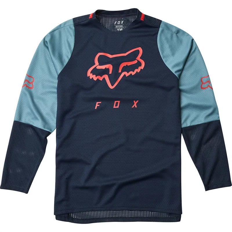 Fox Youth Defend Long Sleeve Jersey Navy