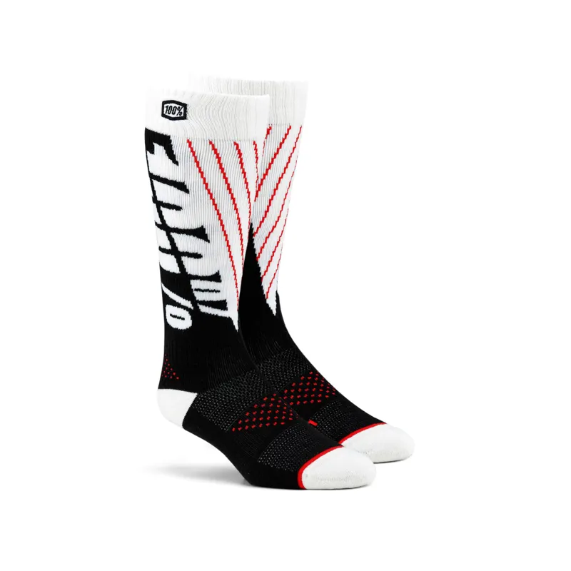 100 percent TORQUE Comfort Moto Socks Black White 