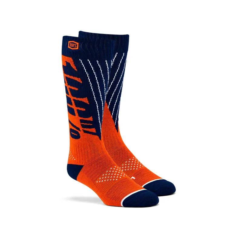 100 percent TORQUE Comfort Moto Socks Navy Orange 