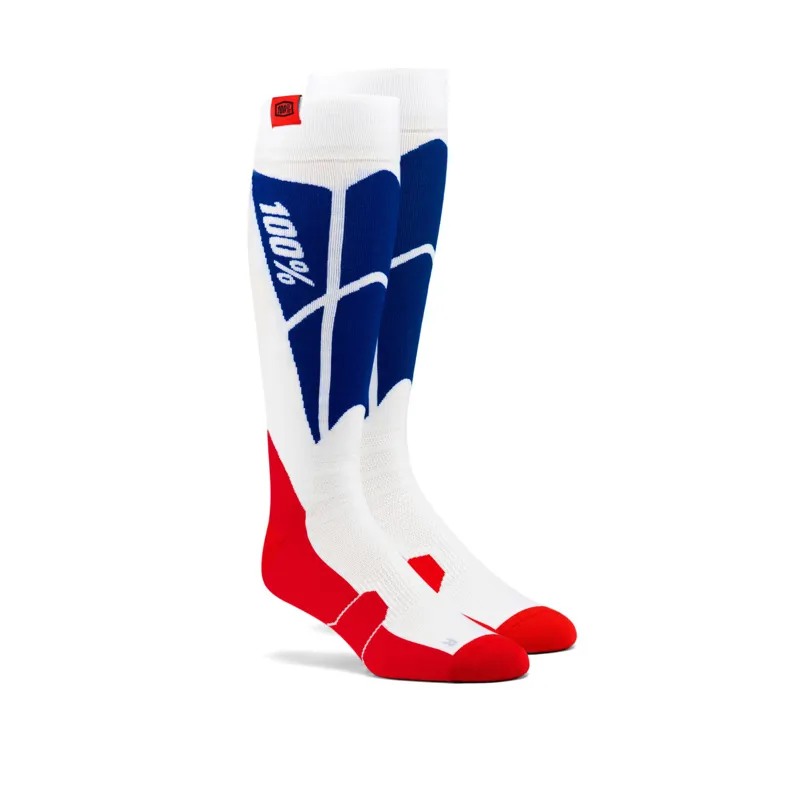 100 percent HI SIDE Performance Moto Socks White Blue 
