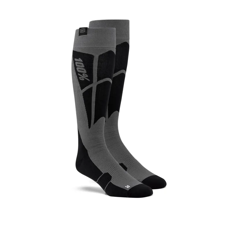 100 percent HI SIDE Performance Moto Socks Black Steel Grey 
