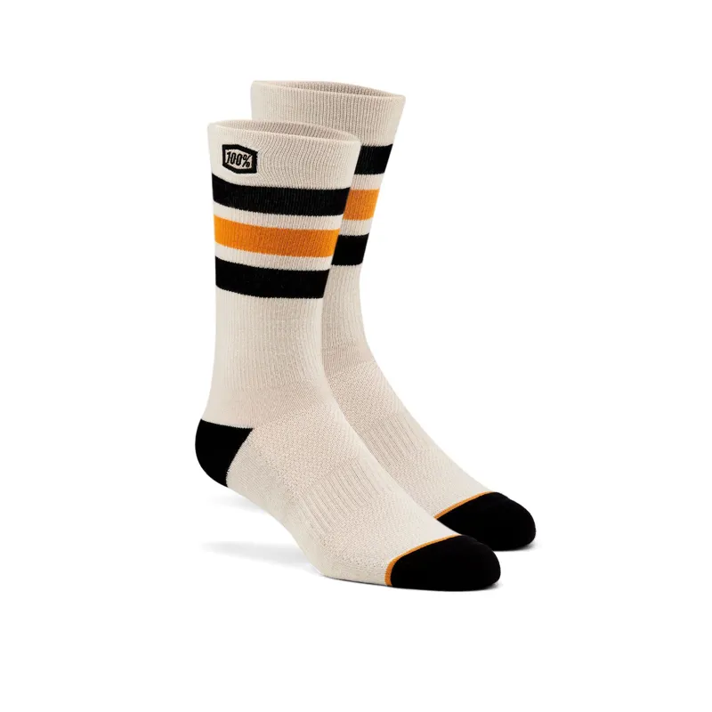 100 percent Stripes Casual Socks Warm Grey S  M 