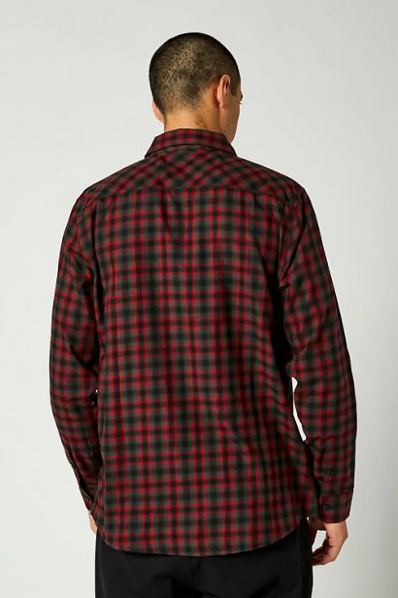 Fox Reeves Long Sleeve Button Up Shirt Black Red -1