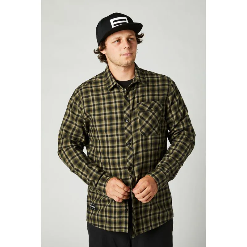 Fox Reeves Long Sleeve Button Up Shirt Olive Green 