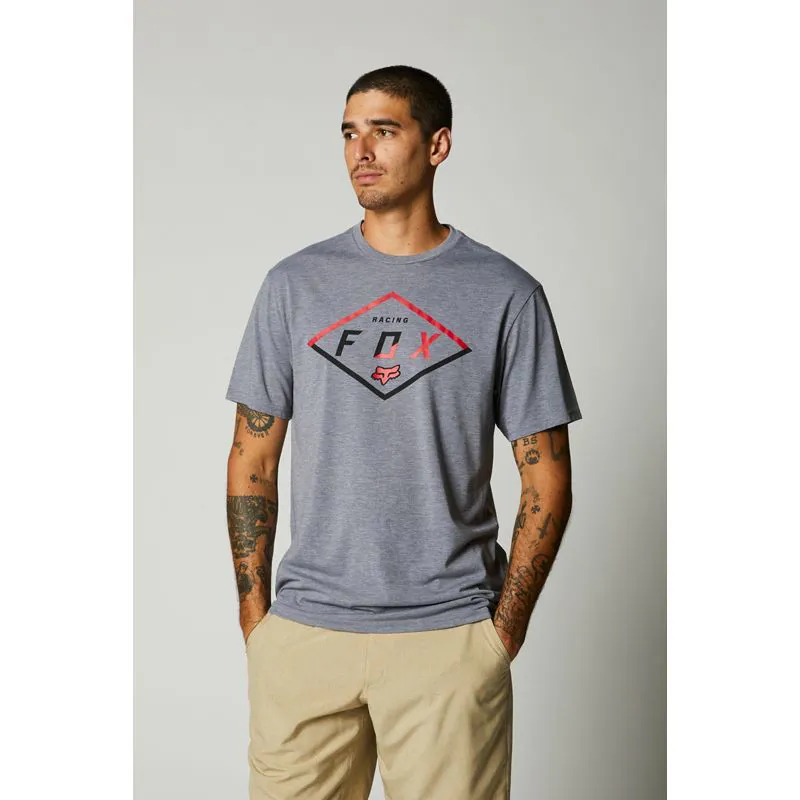 Fox Badge Tech Tee Heather Graphite 