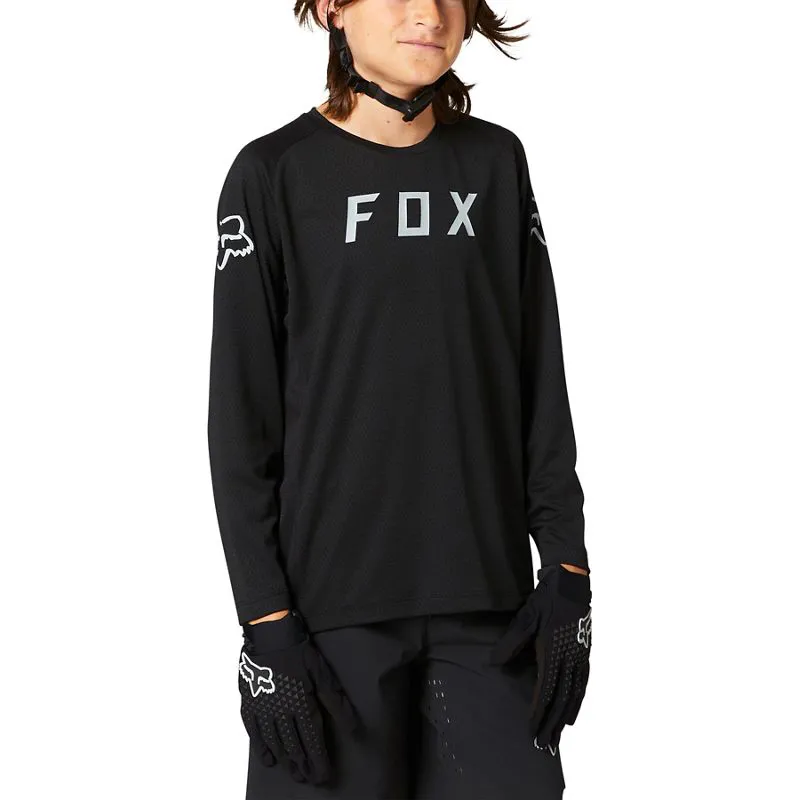 Fox Youth Defend Long Sleeve Jersey Black 