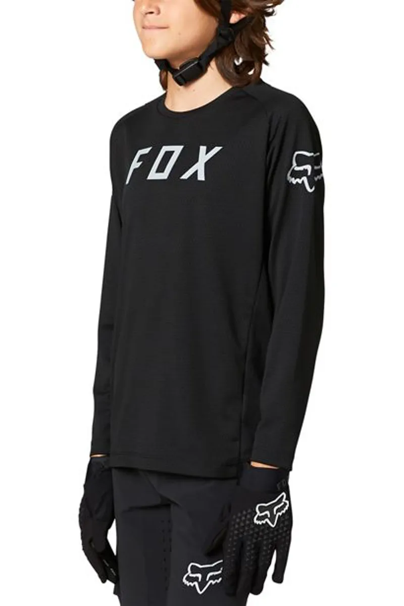 Fox Youth Defend Long Sleeve Jersey Black -2