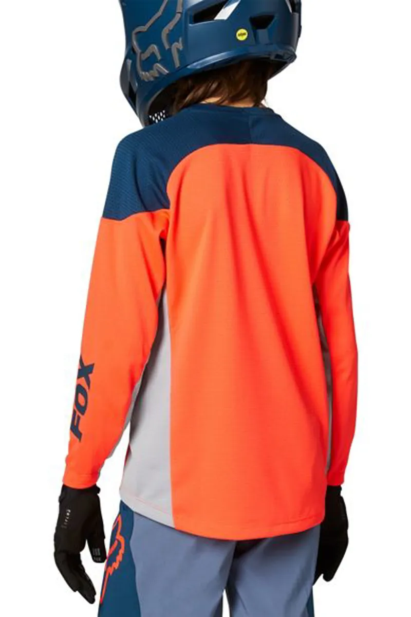 Fox Youth Defend Long Sleeve Jersey Atomic Orange -1