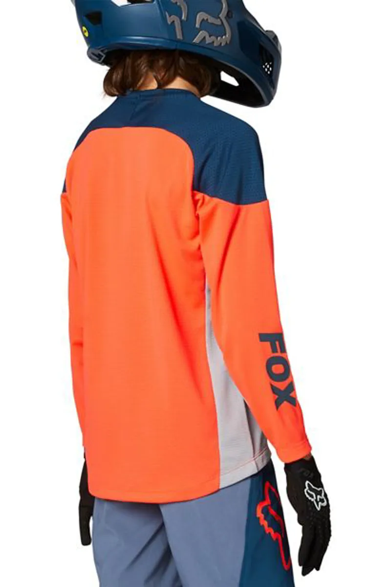 Fox Youth Defend Long Sleeve Jersey Atomic Orange -3