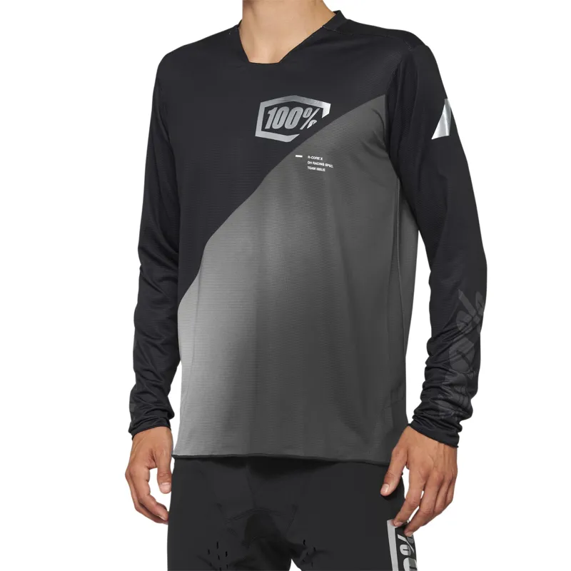 100% R-Core X Long Sleeve Jersey in Black/Grey