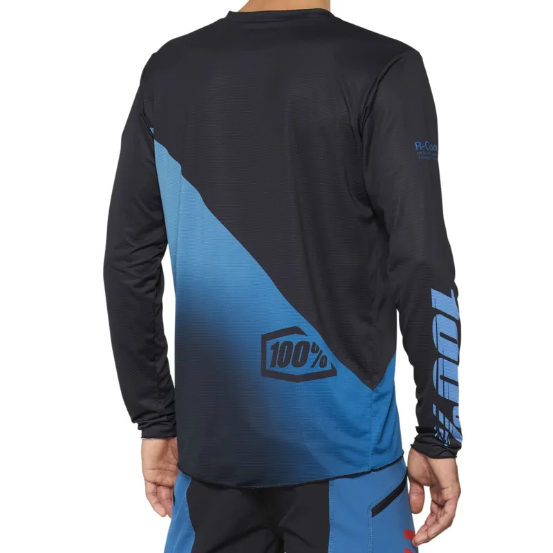 100% R-Core X Long Sleeve Jersey in Black/Slate Blue-1