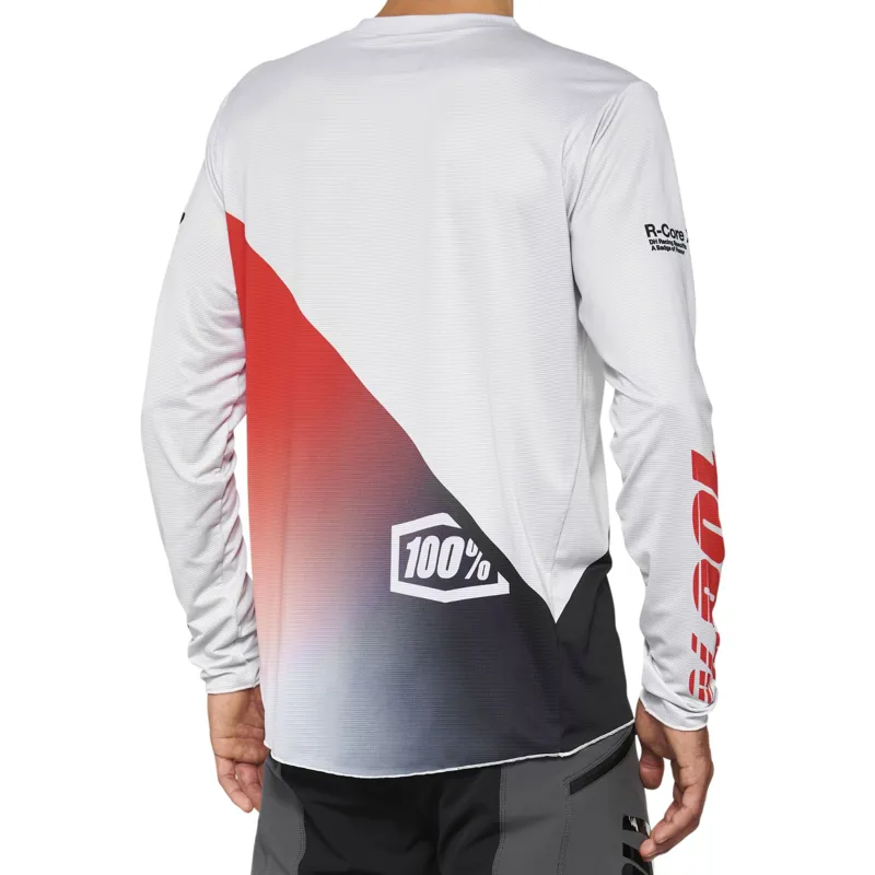 100% R-Core X Long Sleeve Jersey in Grey/Racer Red-1