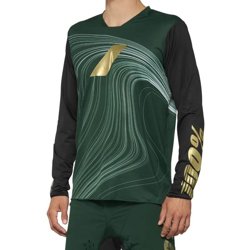 100% R-Core X Long Sleeve Limited Edition Jersey in Forest Green