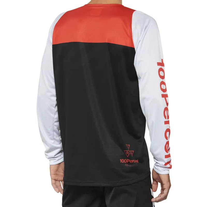 100% R-Core Long Sleeve Jersey in Black/Racer Red-1