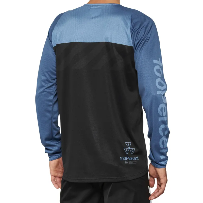 100% R-Core Long Sleeve Jersey in Black/Blue-1