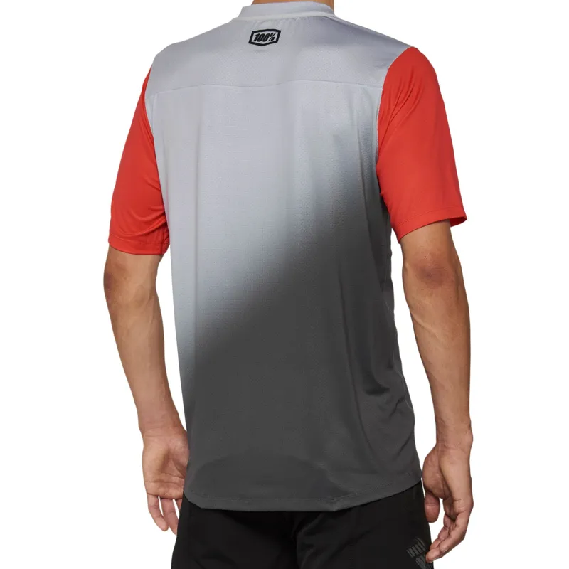 100% Celium Short Sleeve Jersey in Grey/Racer Red-1