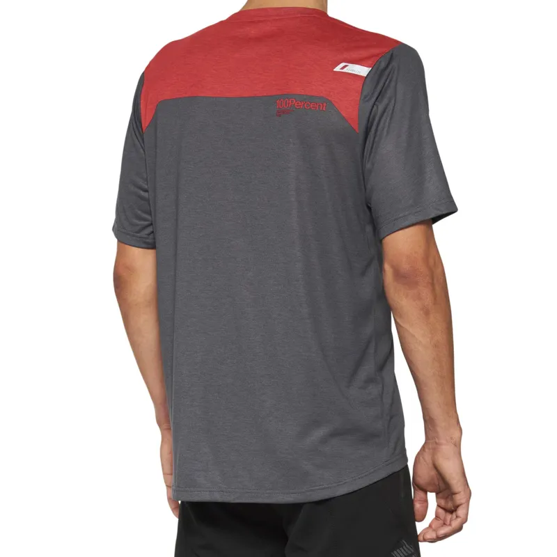 100% Airmatic Short Sleeve Jersey in Charcoal/Racer Red-1