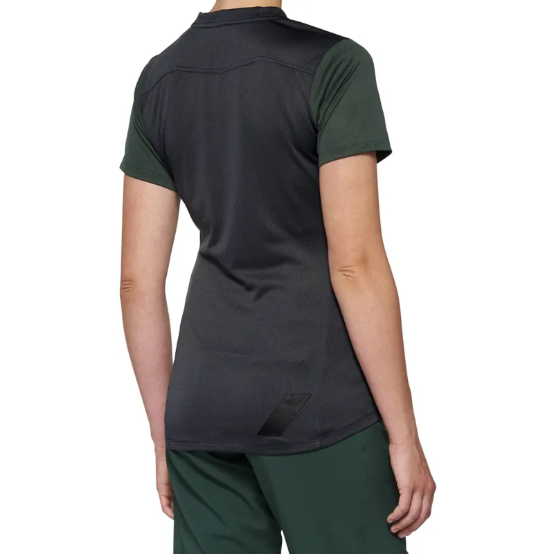 100% Ridecamp Women's Jersey in Charcoal/Forest Green-1