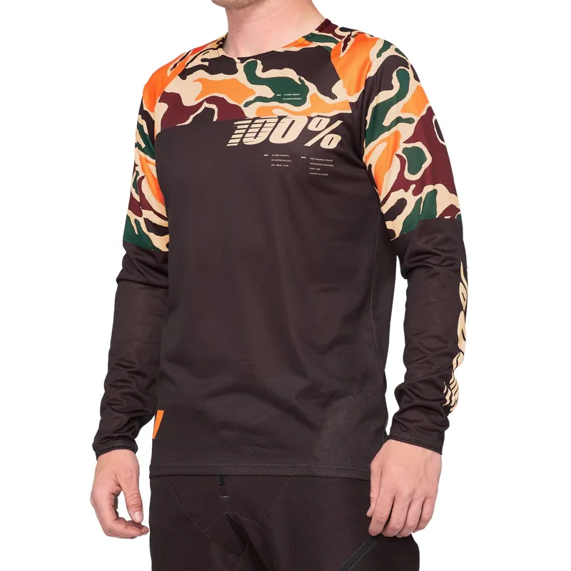 100 percent R-Core Jersey Warm Black Camo Camo Black 