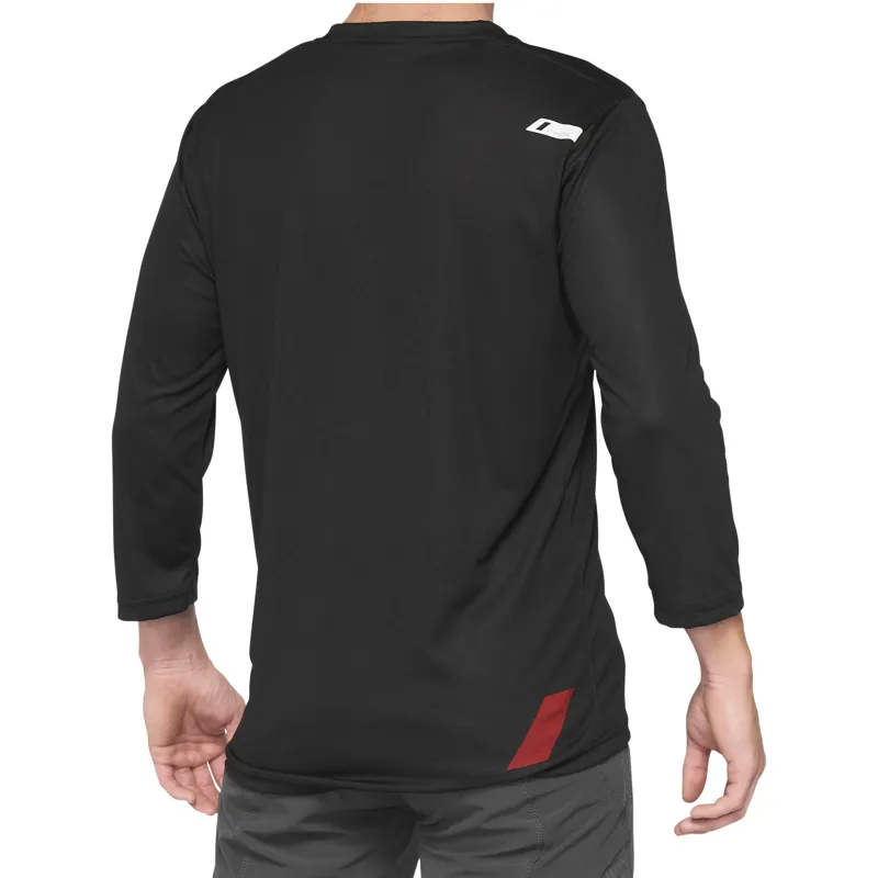 100 percent Airmatic frac34 Sleeve Jersey Black Red-1