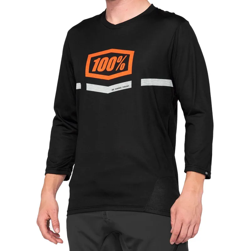 100 Percent Airmatic 190 Sleeve Jersey Black Orange 