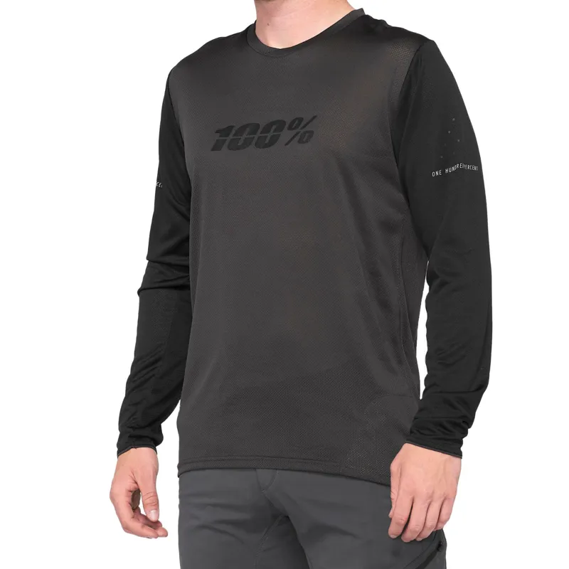 100 percent Ridecamp Long Sleeve Jersey Black Charcoal 