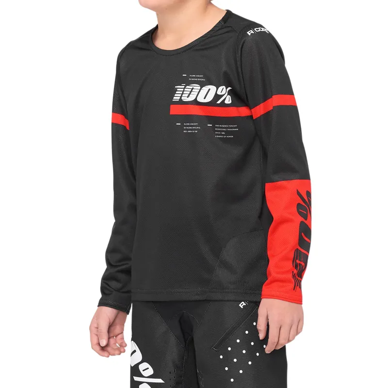 100 percent R-Core Youth Jersey Black Red 