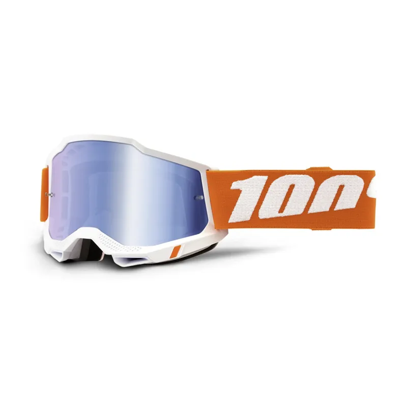 100% Strata Huntsitan Mirror Silver Lens 100% Strata 2 White Silver Mirror Lens Goggles